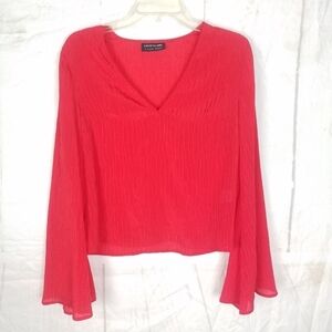 the fifth label red glided long bell sleeve top